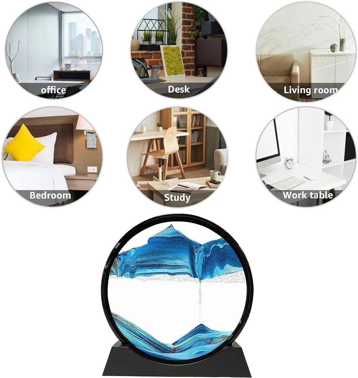 Moving Sand Art Picture Glass Liquid Painting 3D Natural Landscape showpieces for Home Decor