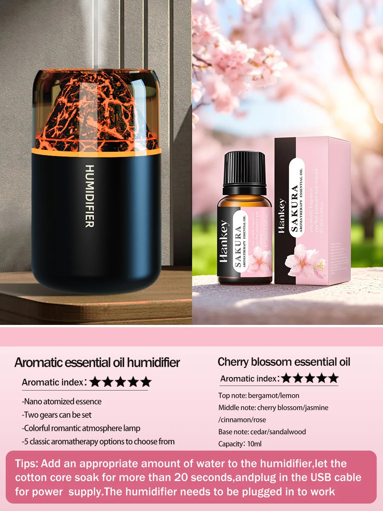Volcanic Glow Aroma Lamp & Ultrasonic Humidifier