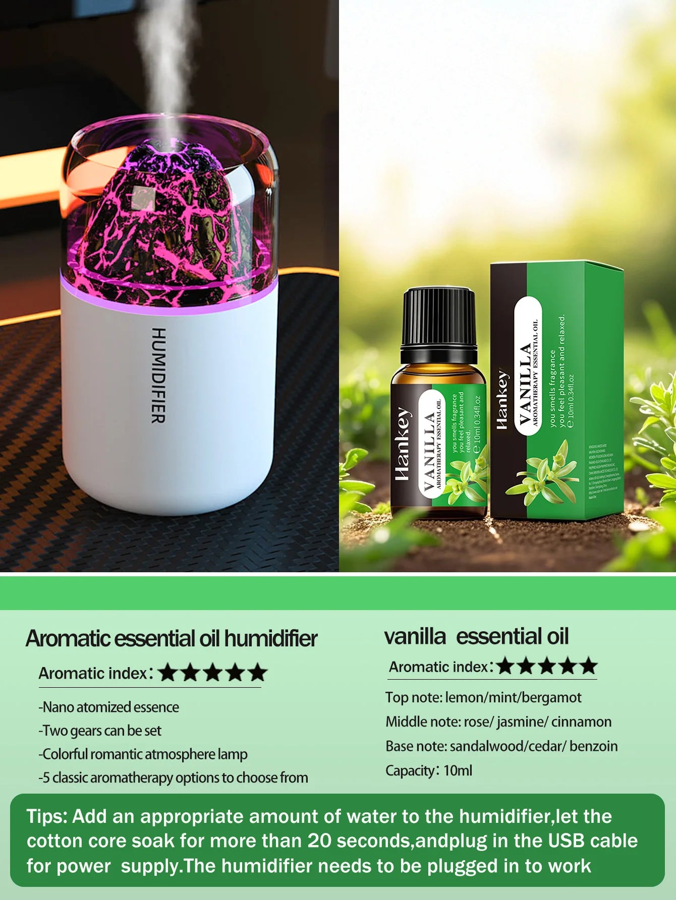 Volcanic Glow Aroma Lamp & Ultrasonic Humidifier