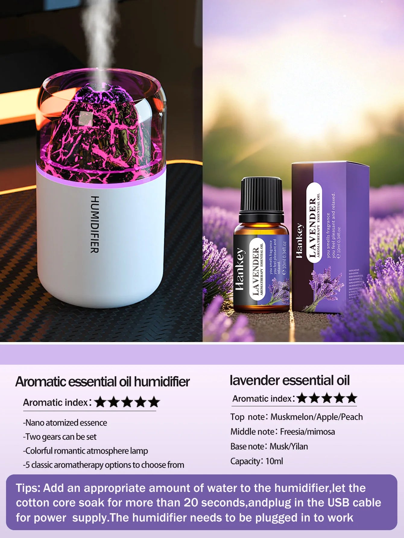 Volcanic Glow Aroma Lamp & Ultrasonic Humidifier