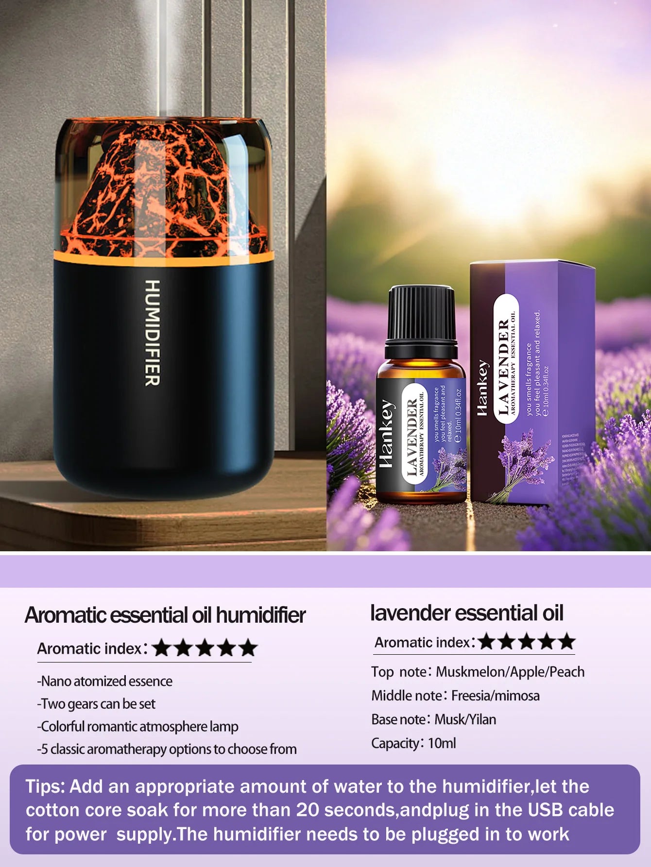 Volcanic Glow Aroma Lamp & Ultrasonic Humidifier