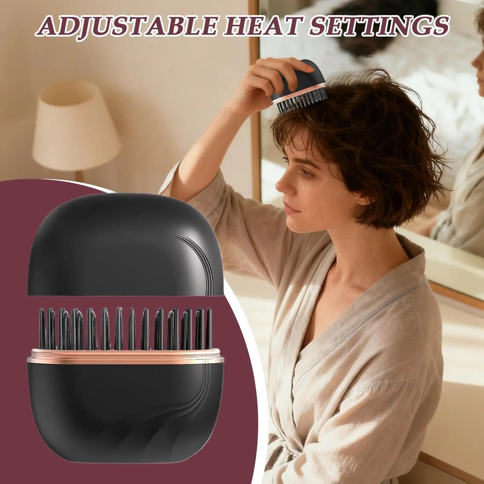 Cordless Mini Hair Straightener Brush – Portable, Rechargeable & Travel-Ready