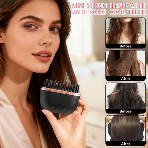 Cordless Mini Hair Straightener Brush – Portable, Rechargeable & Travel-Ready