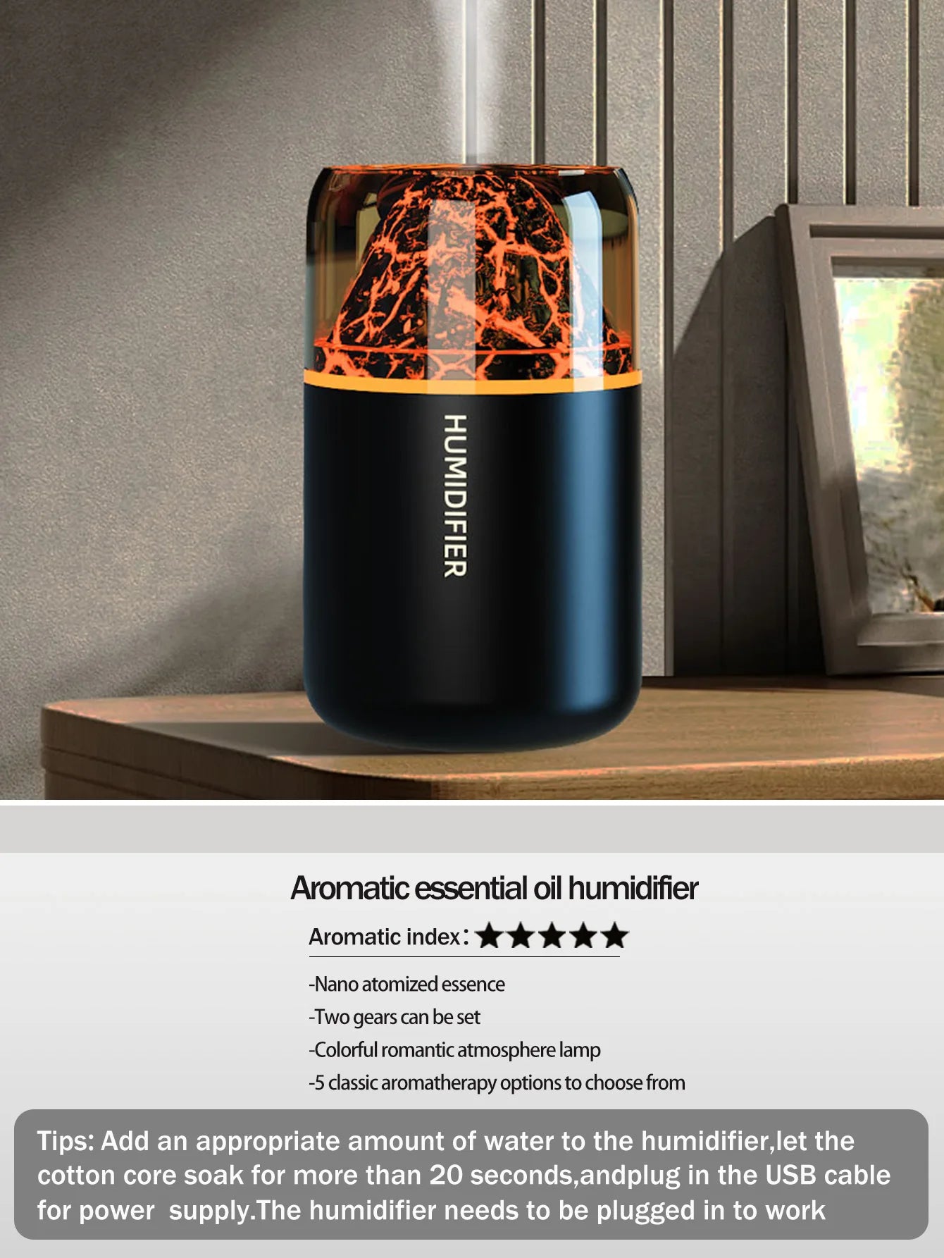 Volcanic Glow Aroma Lamp & Ultrasonic Humidifier