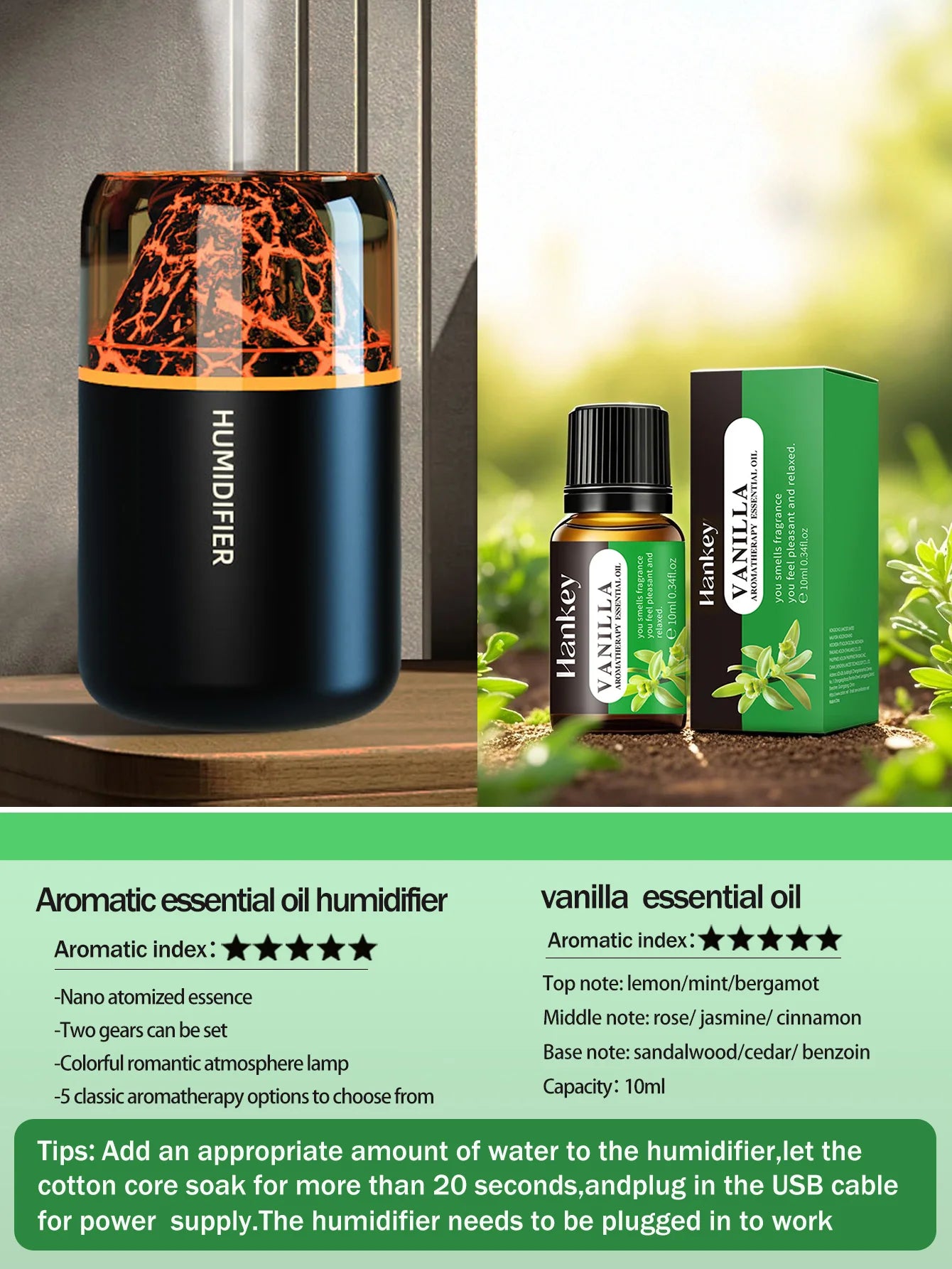 Volcanic Glow Aroma Lamp & Ultrasonic Humidifier