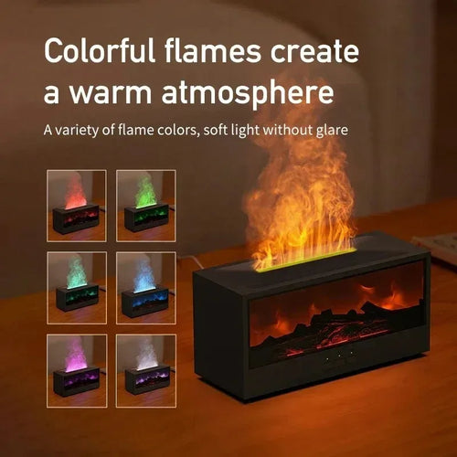 3D Flame Fireplace Diffuser – Aromatherapy Humidifier with Remote Control