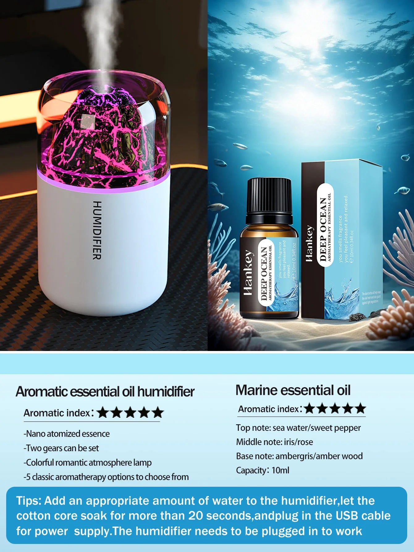 Volcanic Glow Aroma Lamp & Ultrasonic Humidifier