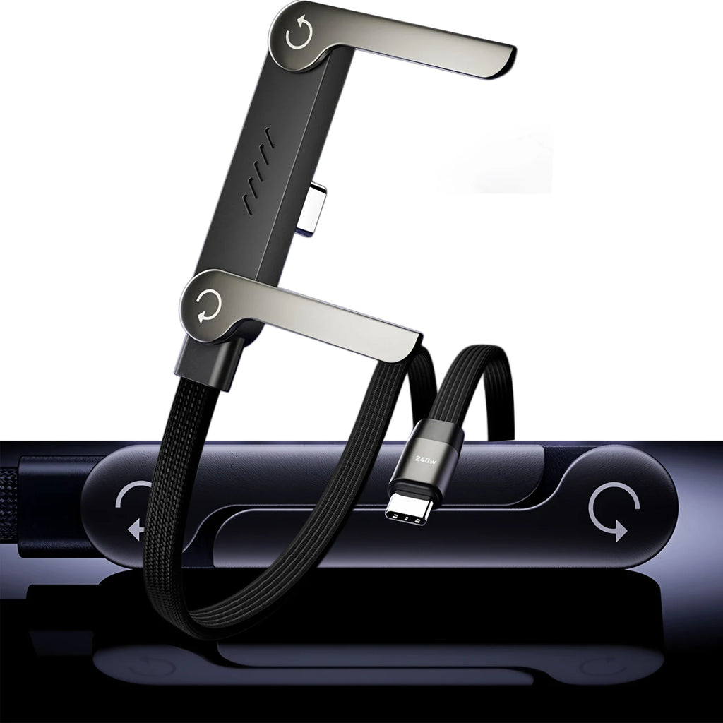 फ्लेक्सचार्ज™ फोल्डेबल फोन स्टैंड और फास्ट चार्जिंग केबल
