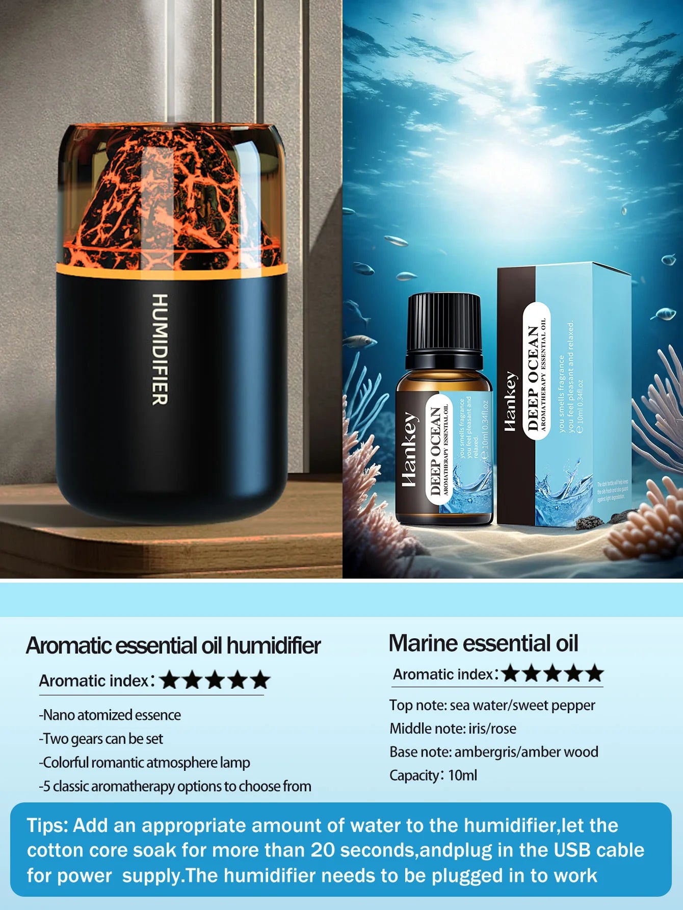 Volcanic Glow Aroma Lamp & Ultrasonic Humidifier