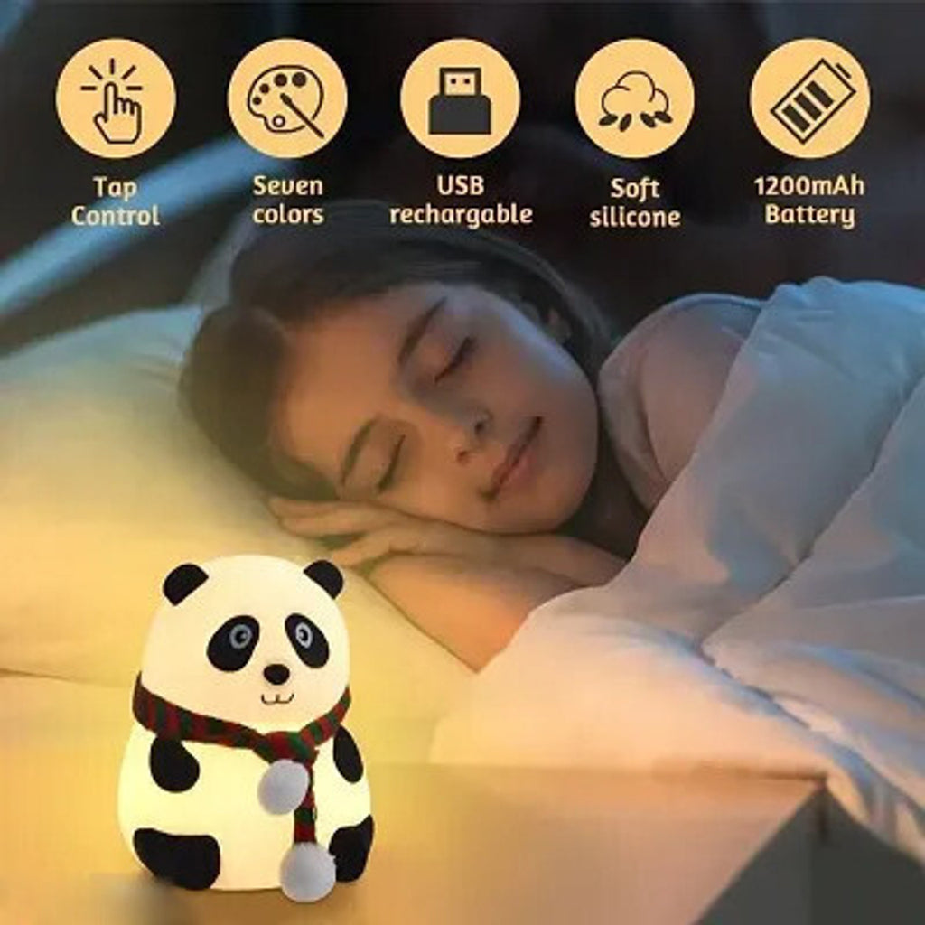 Multicolor RGB USB Powered Silicone Panda Night Lamp with Touch Control