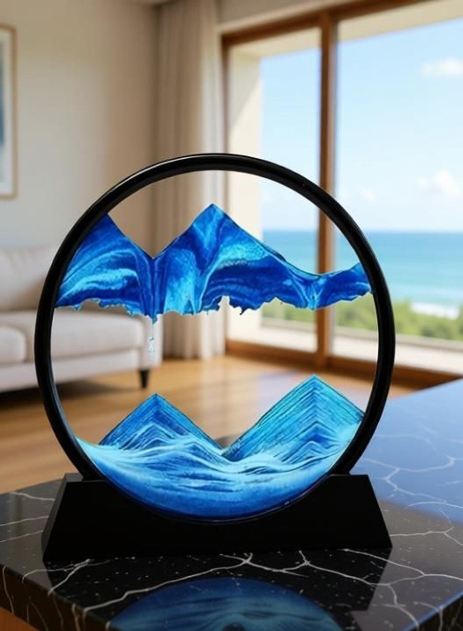 Moving Sand Art Picture Glass Liquid Painting 3D Natural Landscape showpieces for Home Decor