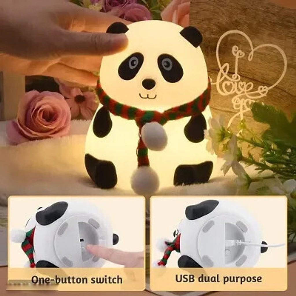 Multicolor RGB USB Powered Silicone Panda Night Lamp with Touch Control