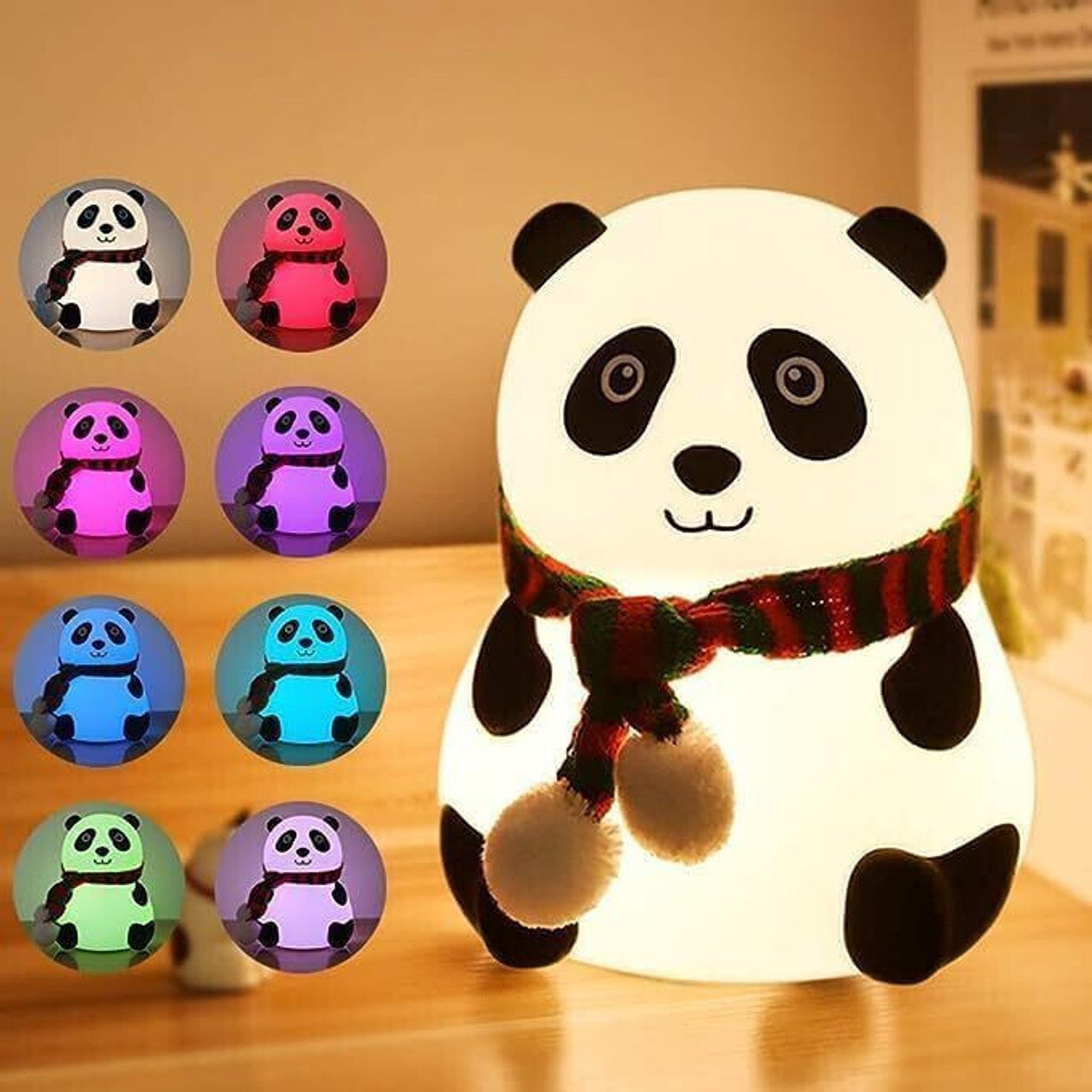Multicolor RGB USB Powered Silicone Panda Night Lamp with Touch Control